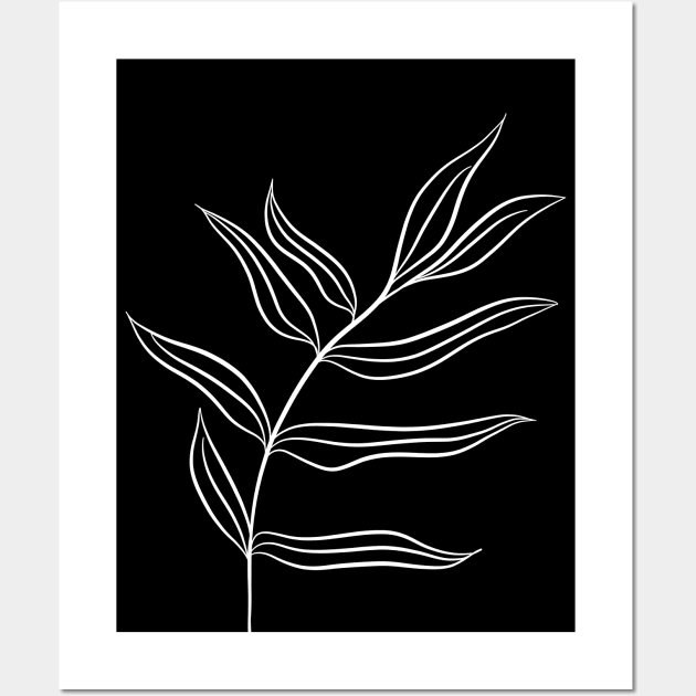 Botanical Leaf Line Drawing - Leaves in the Wind 3 Wall Art by PeachOnAWindowsill